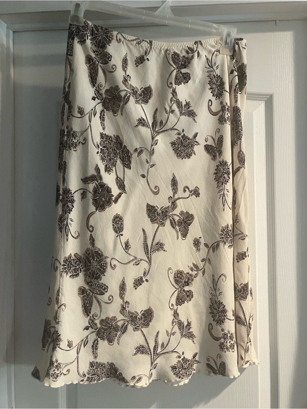 Women's Cream Floral A-Line Skirt